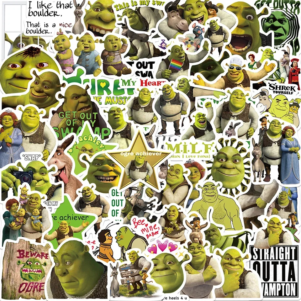 50/100PCS Cartoon Monster Shrek Graffiti Sticker Graffiti Toys PVC Waterproof Laptop Suitcase Guitar Cartoon Decals Decoration
