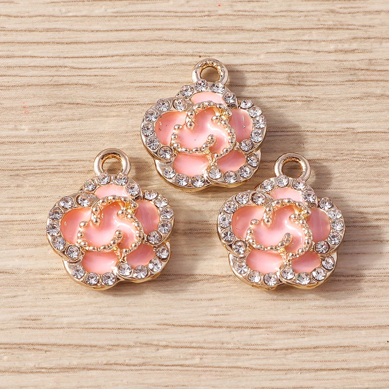 10 Stück 14x17mm Niedliche Kristallblumen-Anhänger für Schmuckherstellung, DIY Tropfenohrringe, Halsketten, Armbänder, Schmuckzubehör – Detail 5