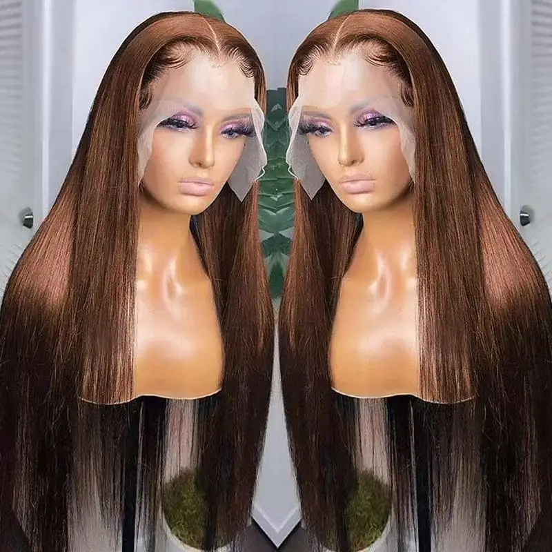 Chocolate Brown 99J Highlight Straight 13x4 HD Transparent Lace Front Remy Brazilian Human Hair Wig Pre Plucked 200 250 Density #4 Colored Straight 13x4 Lace Frontal Wigs for Women Ready to Wear On Clearance Sale Pre Plucked Black Wig Party Work Daily