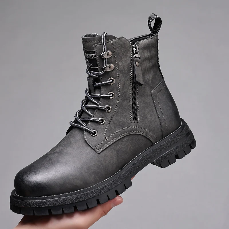 

England style men casual natural leather boots breathable platform shoes outdoors cowboy desert boot handsome ankle botas hombre