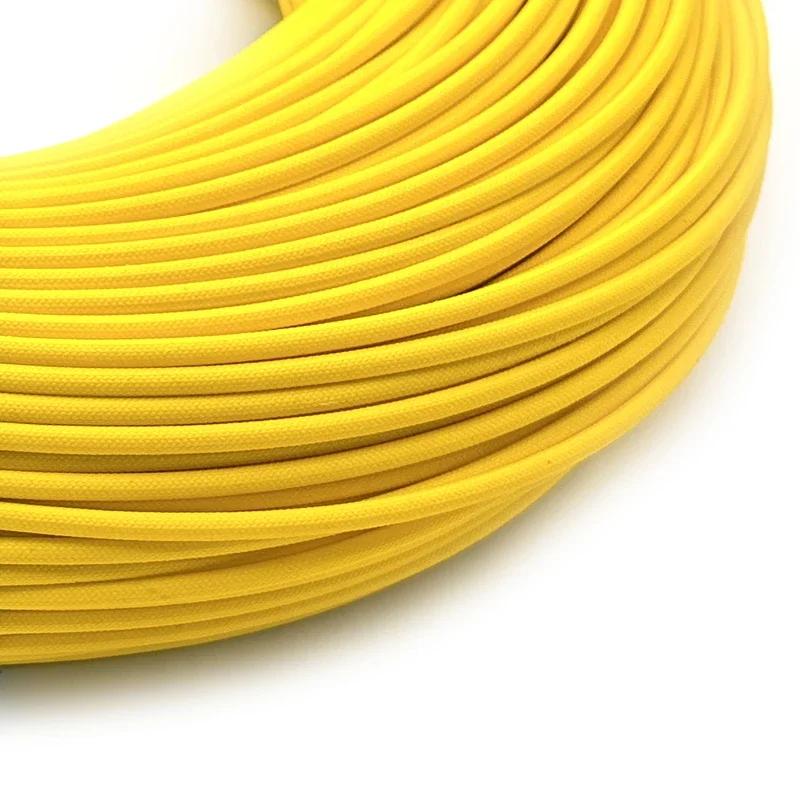 3/5/10M 200 Deg C ID 1~20 mm flame resistant glass fiber fiberglass silicone resin insulate wire cable sleeve pipe tube tubing