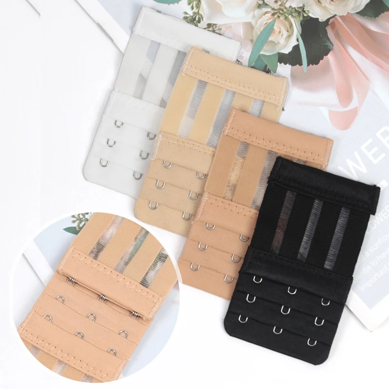 

4PCS 3-Hook Women Lingerie Strap Soft Comfortable Adjustable Bra Extenders with Buckle Strap Bra Extension Intimates Accessories