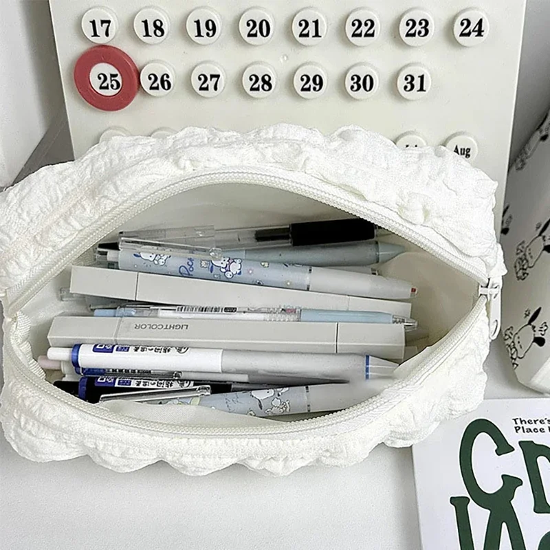 

Large Capacity Cosmetic Bag Solid Color Pencil Case Creative Pillow Shaped Stationery Box For Girls School Supplies