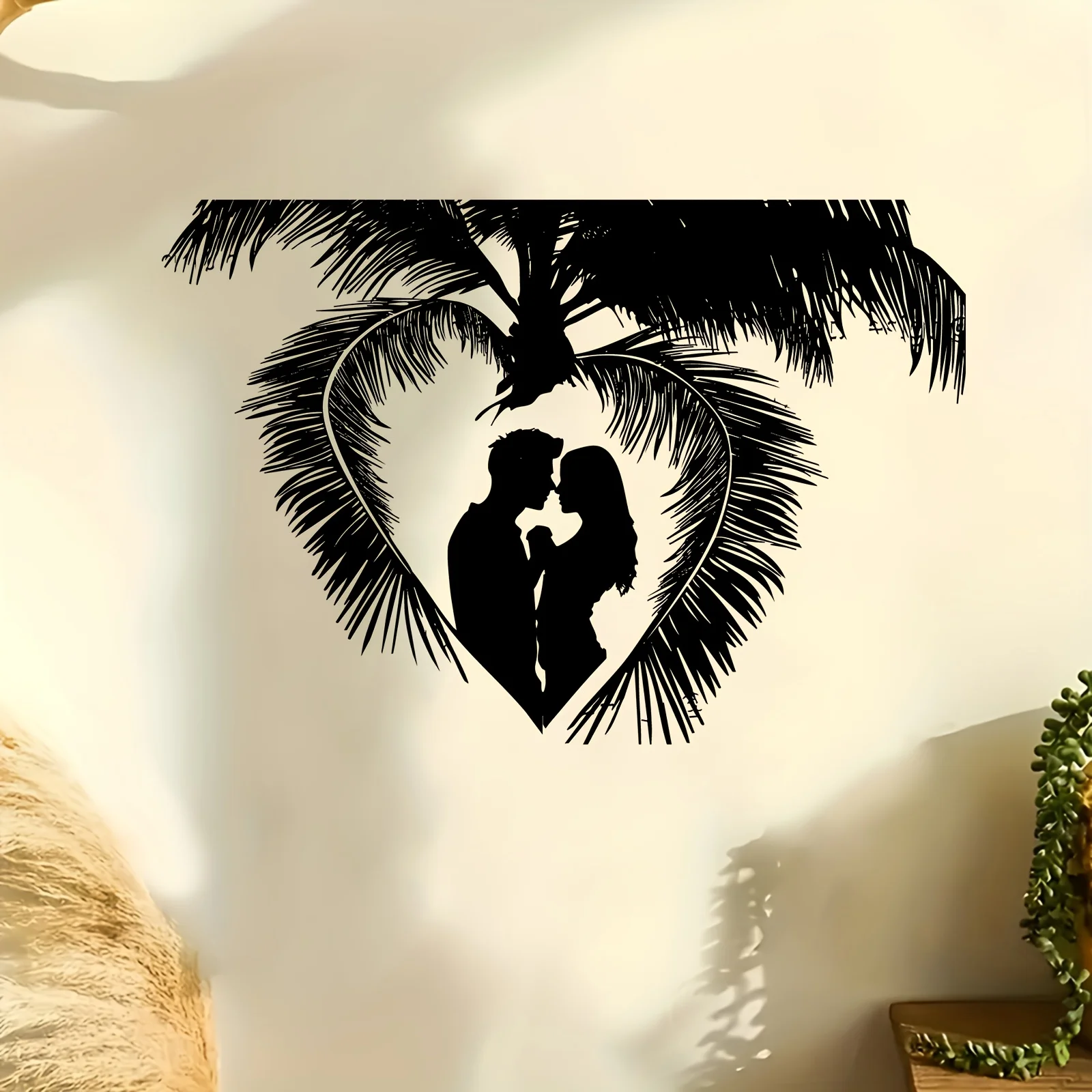 Romantic Heart Couple Silhouette Aluminum Wall Art 12x16 Inch Waterproof Durable Metal Decor for Living Room Bedroom Bare Wall