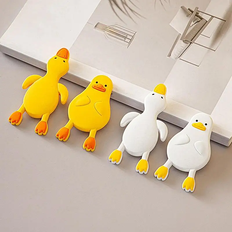 Animal Hooks 4pcs Cartoon Duck Kids Wall Hooks Small Adhesive Hooks Traceless Funny Wall Coat Hanger Punch-Free For Storing Keys