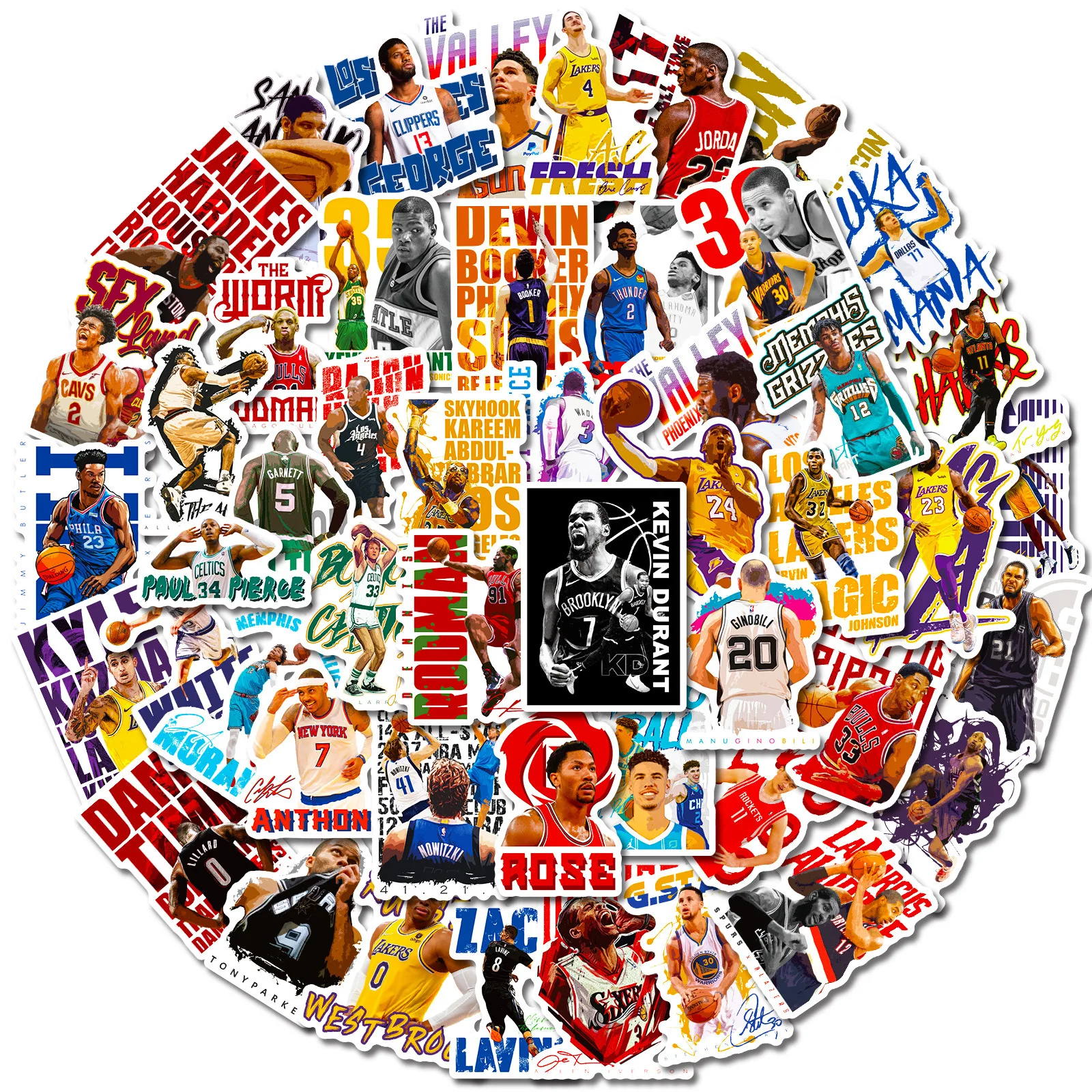 50Pcs Cool Basketball Character Stickers Graffiti Decoration for Laptop Car Luggage Motorcycles Skateboard Waterproof Sticker