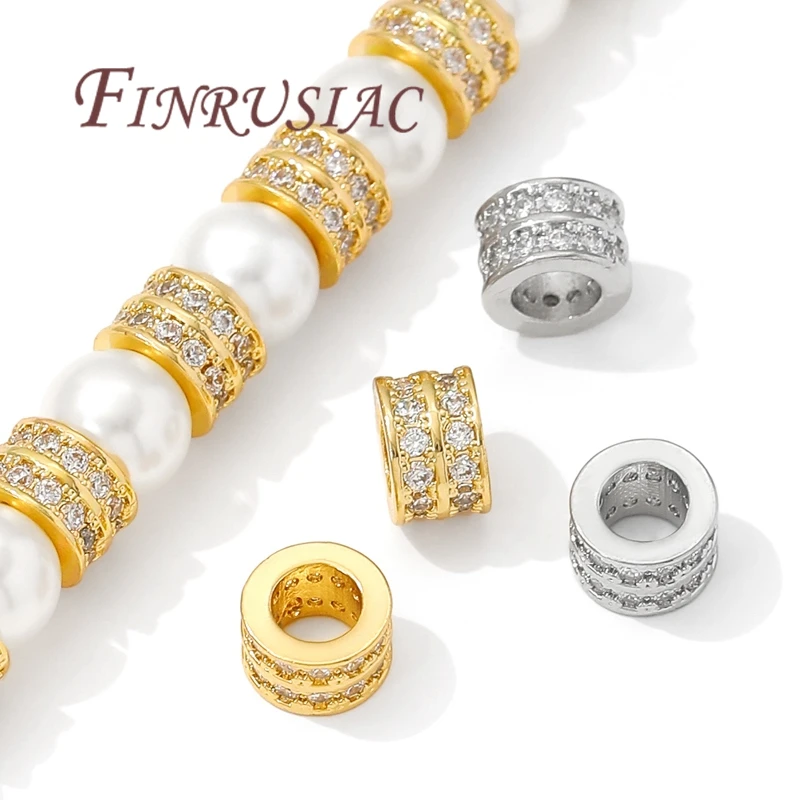 8 مللي متر * 5 مللي متر 18K مطلية بالذهب حبة للمجوهرات ، إكسسوارات عقد ذاتية الصنع ، فواصل للخرز ، مستلزمات صناعة المجوهرات ، خرز فاصل #6