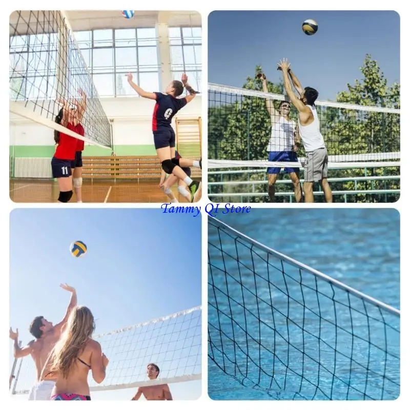 F1FD Simple Folding Net Weather Resistant Volleyball Net Training Volleyball Net for Grass Sand or Concrete Surfaces