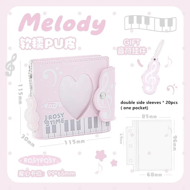 MINKYS Kawaii Golvend Patroon PU Lederen 3 Ring Kpop Fotokaartmap 3 inch Eén Vak Idoolkaart Organizer Opbergboek