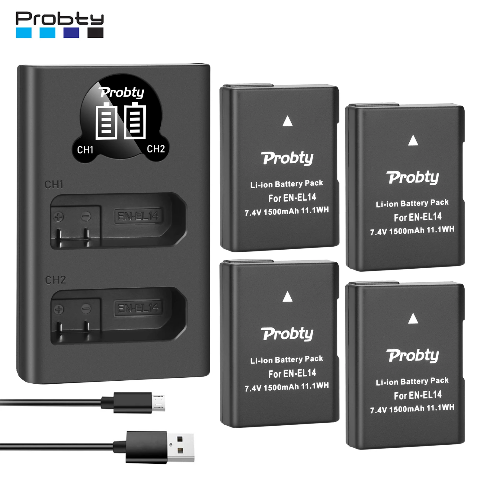 1500mAh EN-EL14 ENEL14 EN EL14 EL14a Battery+ LED USB Pengisi Daya Ganda untuk Nikon D3100 D3200 D3300 D5100 D5200 D5300 P7000