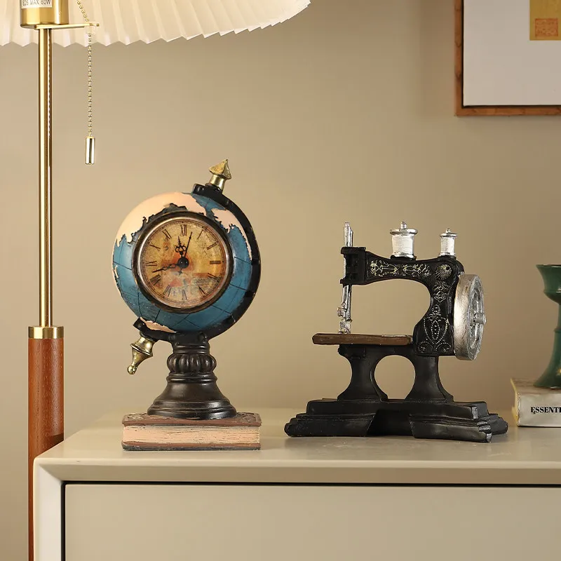 Nordic Retro Resin Sewing Machine Sculpture Ornaments Living Room Porch Wine Cabinet Desktop Furnishings Crafts Birthday Gifts