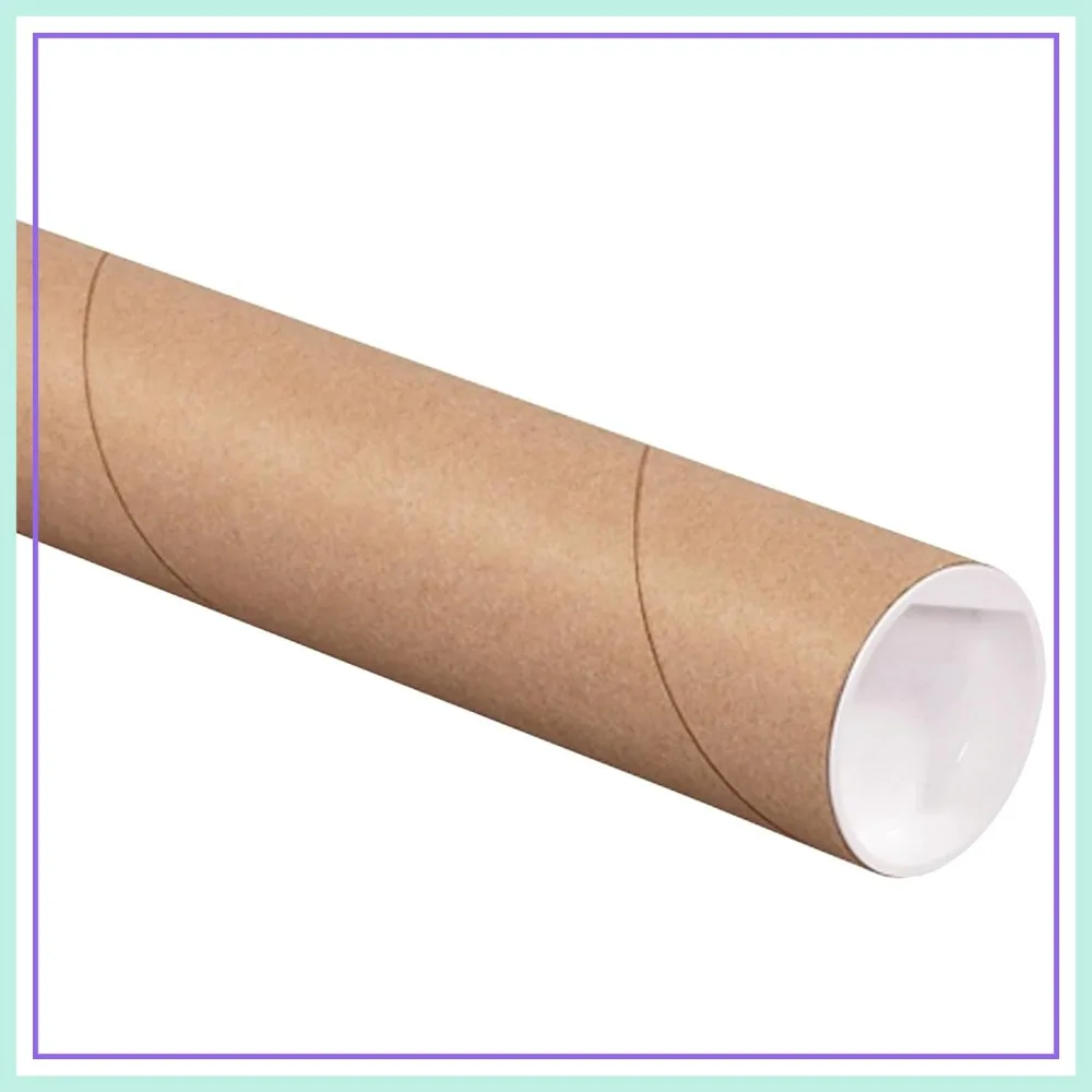 

34 Pack Cardboard Tubes with Caps, 20x2.5 Inches for Mailing Artwork, Blueprints, Crafts