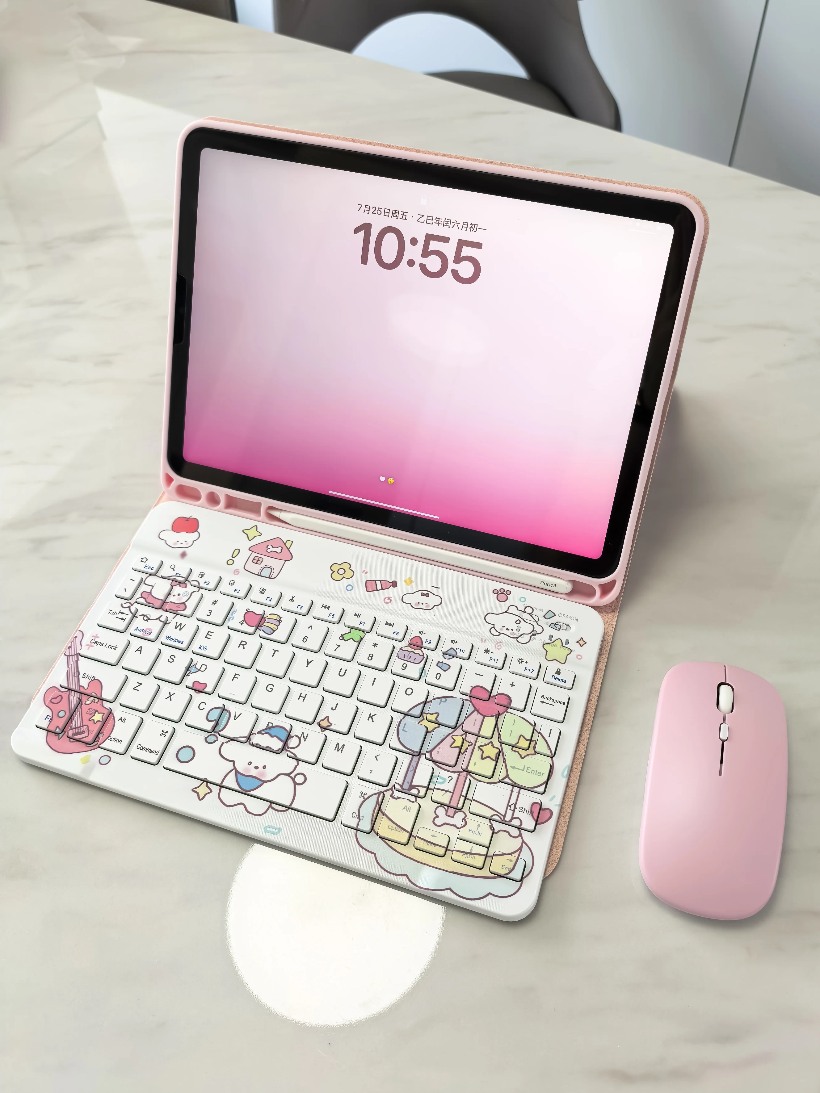 Pink Design Bluetooth Keyboard Wireless Mouse Magic 2026 M4 M5 For iPad Air Pro 13 11 Case A16 2025 Air 5/4 10.2 9/8/7 Gen Case