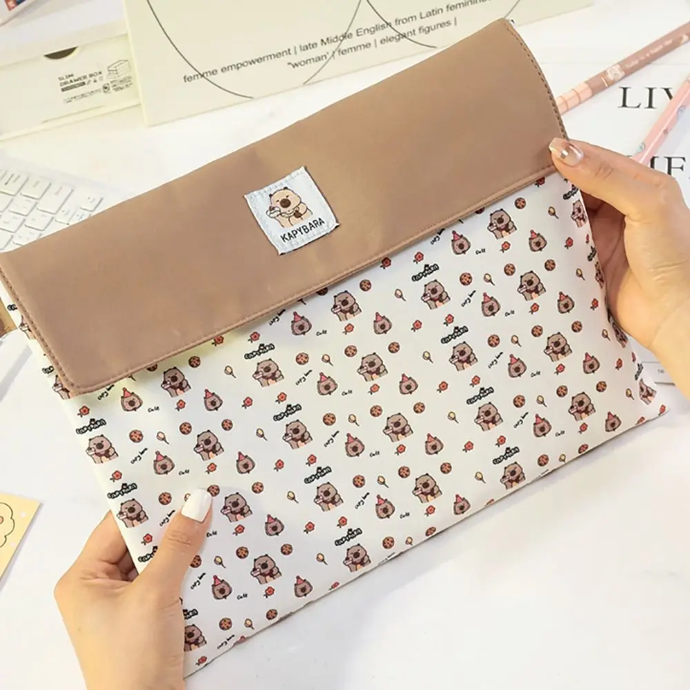 Multifunctional Capybara File Bag Double-Layer Large Capacity Storage Bag Zipper Portable Test Paper Storage Bag Student Gift