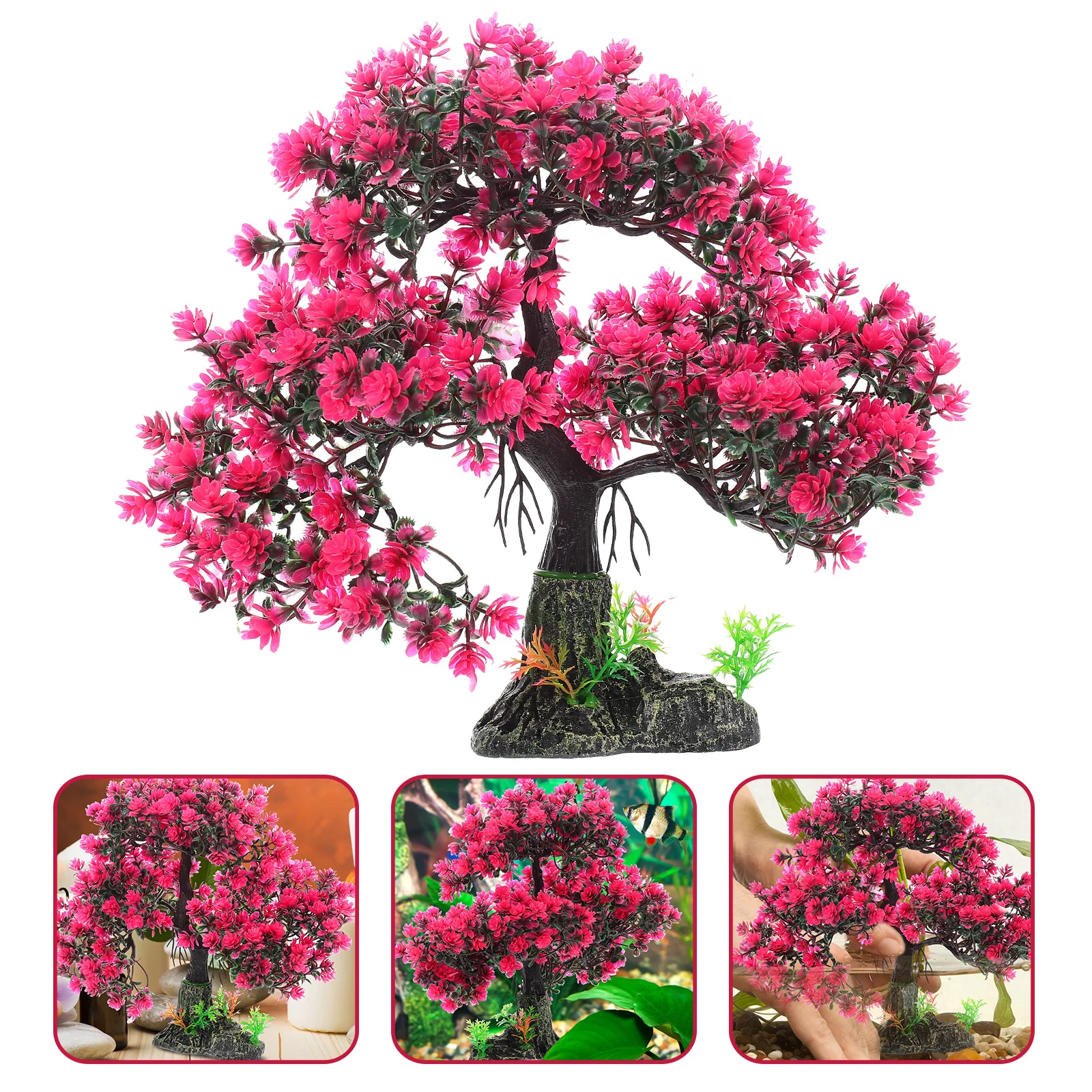 

Faux Water Grass Rockery Artificial Aquarium Fish Tank Bonsai Decoration Resin Ornament Fake Plant For Home Desktop Decor