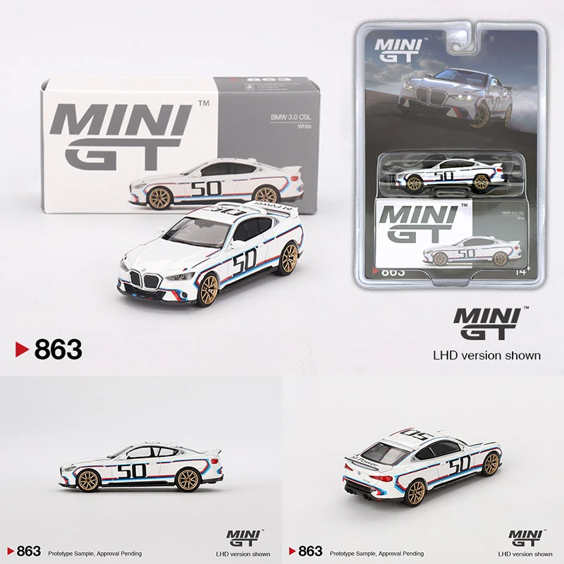 

MINIGT 863 In Stock 1:64 BMW 3.0 CSL White Diecast Diorama Car Model Collection Toys