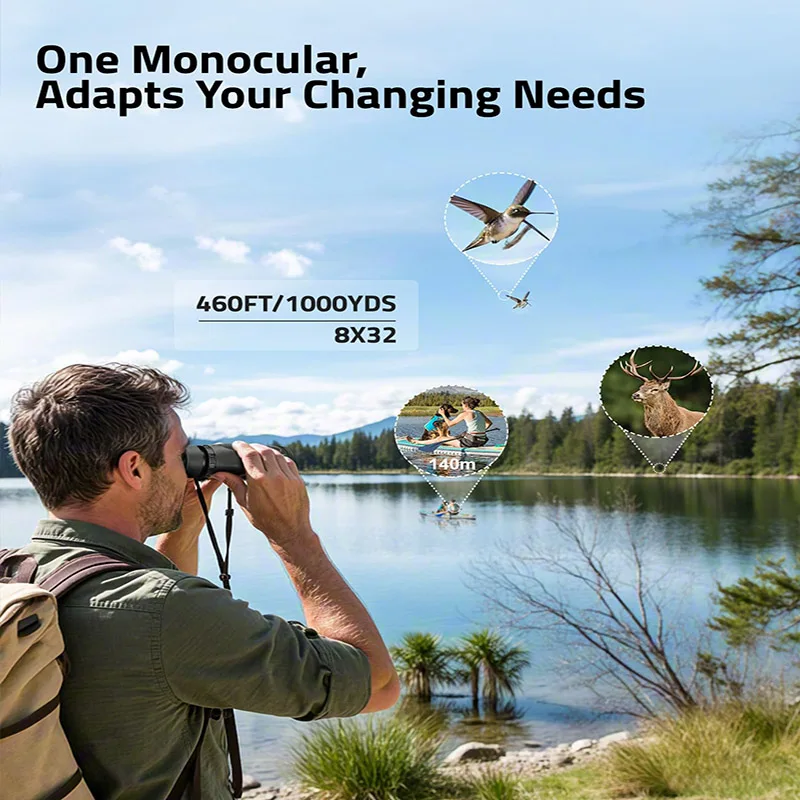 8x32 Monocular Telescope for Adult High Powered Compact Handy Telescope for Travel Bird Watching Hunting Survival Outdoor Hiking