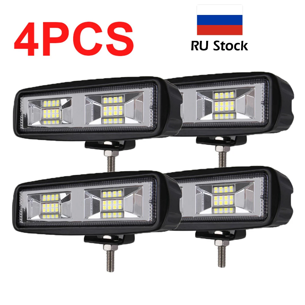 NLpearl 72W LED Work Light Bar 6inch Spotlight Fog Lights for Jeep BMW Lada Niva Offroad Atv 4x4 Tractor Truck Barra Headlight