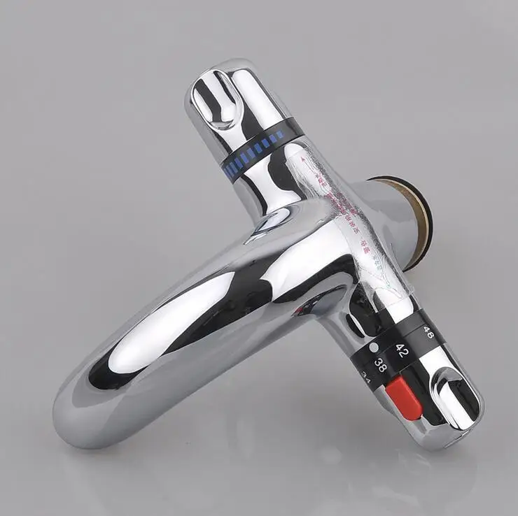 Brass thermostatic faucet Hot&Cold mixer water tap, Single hole thermostatic bathroom basin faucet Dual handle for kitchen sink