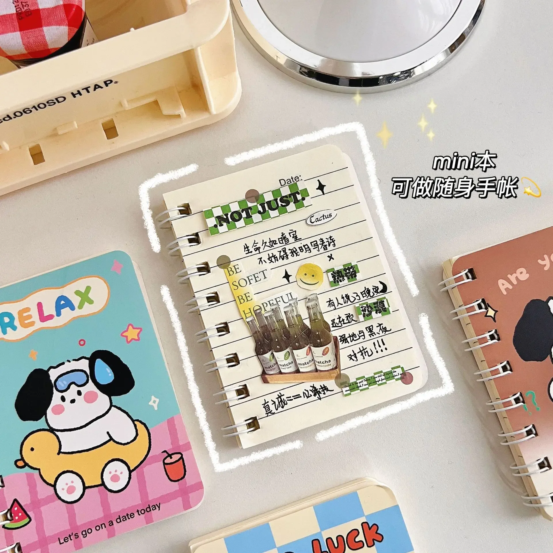 1Pc Japanese Cute Cartoon Puppy Mini Loose-leaf Notebook Student Portable Pocket Journal Binder Book Planner Notepad Kid Gift