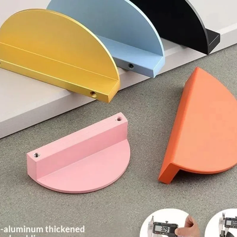 1Pc Colorful Cream Style Furniture Handle Semi-Circular Kitchen Cabinet Wardrobe Drawer Knob for Kids Room Home Hardware