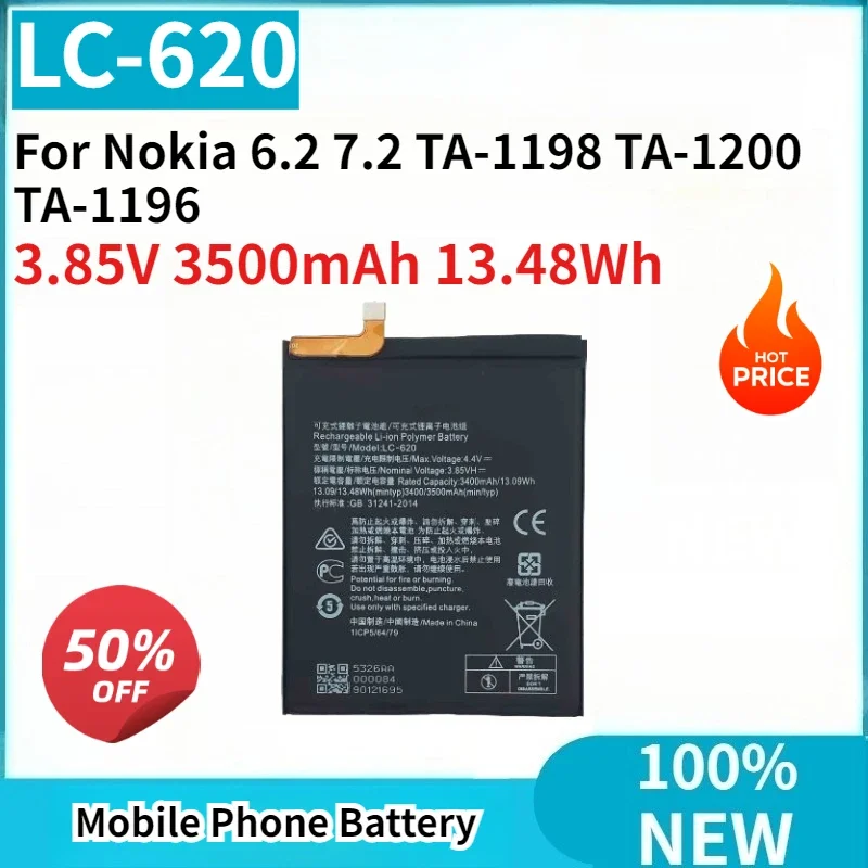 High Quality Brand New LC-620 LC620 3.85V 3500mAh 13.48Wh Replacement Phone Battery For Nokia 6.2 7.2 TA-1198 TA-1200 TA-1196