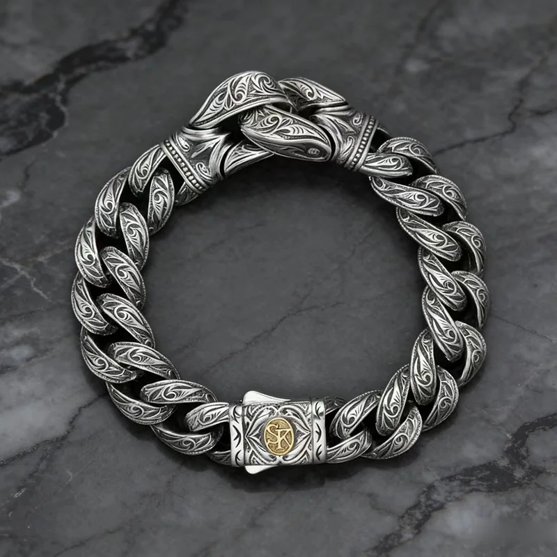 Personalized men's Arabic style hand woven bracelet with rolled grass pattern