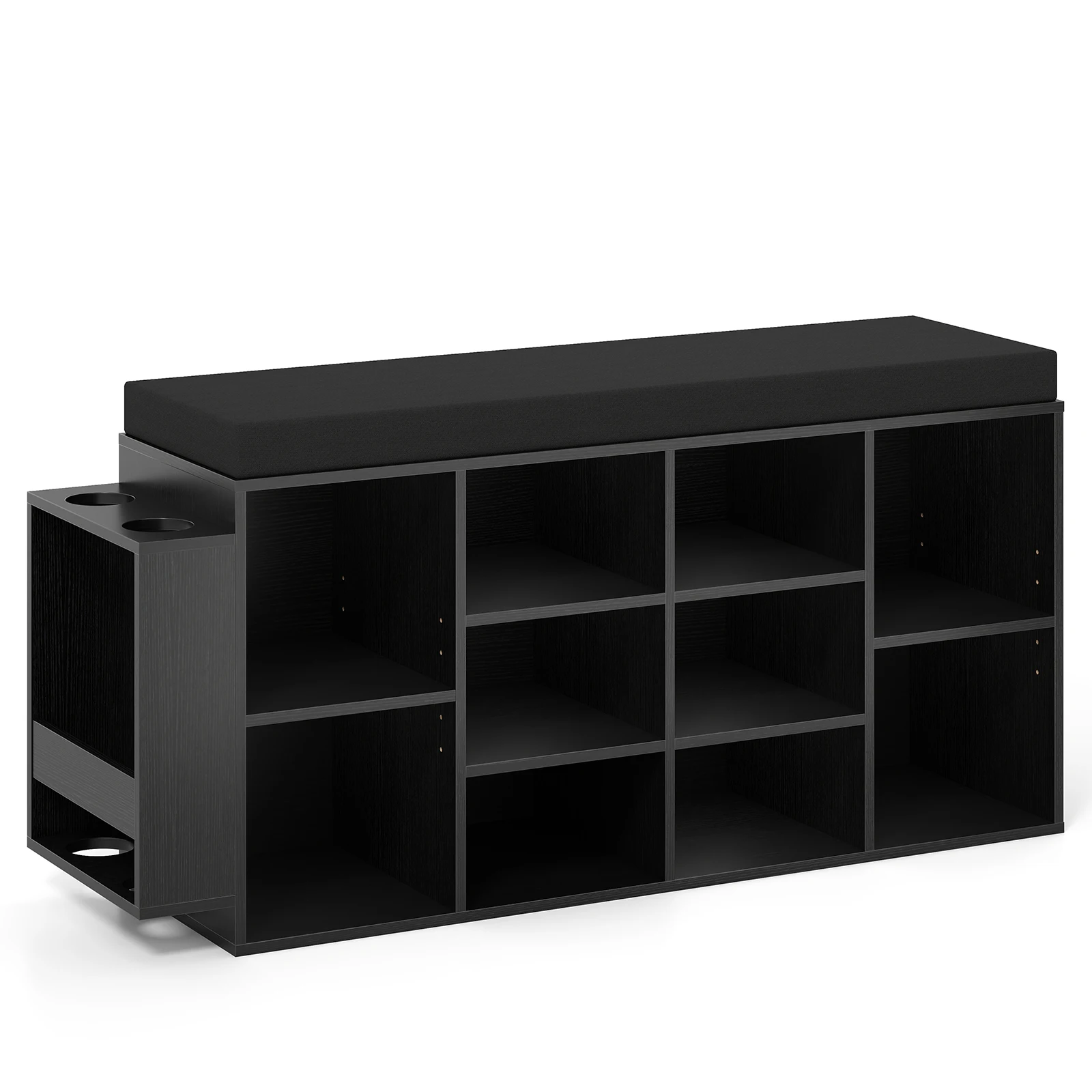 

Shoe Storage Bench w/ Umbrella Stand, Padded Seat, Adjustable & Removable Shelves
