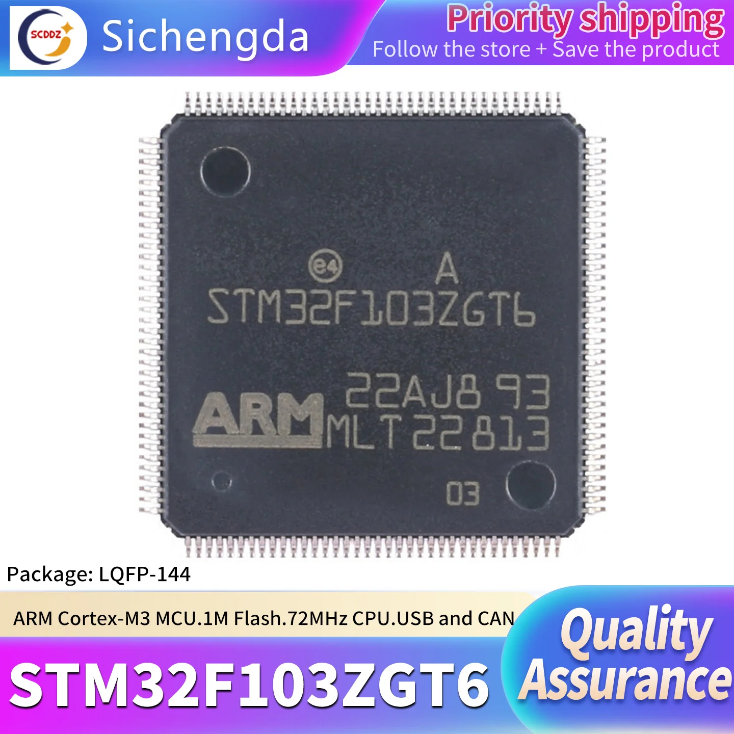 Original STM32F103ZGT6 LQFP-144 ARM Cortex-M3 32-bit microcontroller MCU