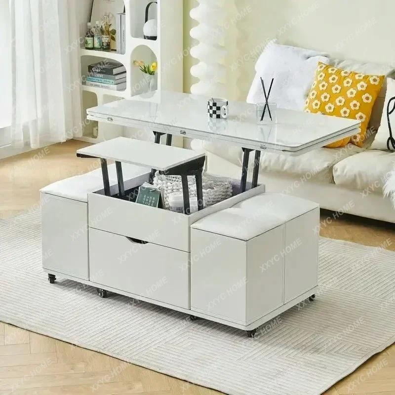 LHigh Elevator Design Coffee Table Modern Storage Unique Coffee Table Salon White  Furniture