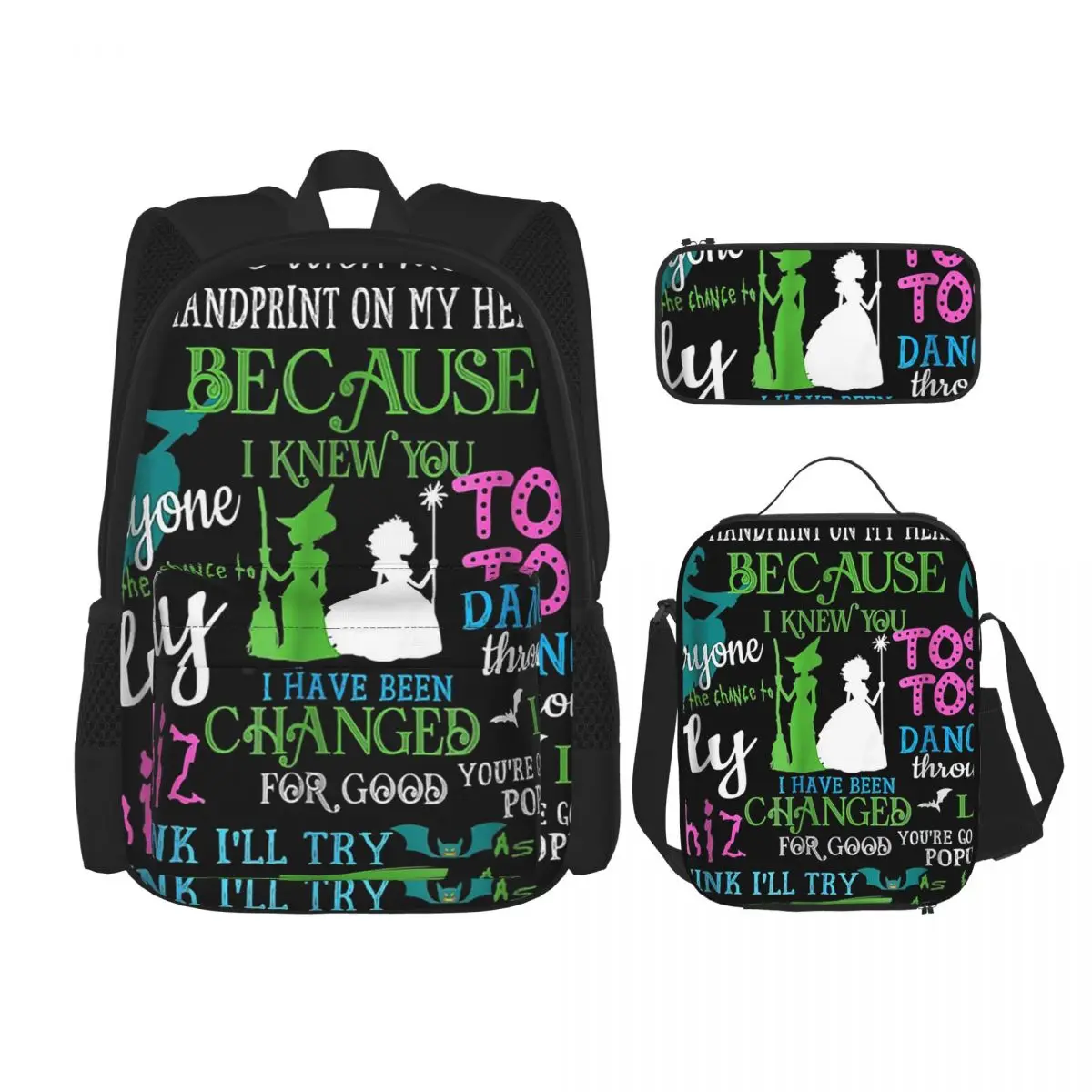 Mochila Musical Halloween para meninos e meninas, mochilas escolares para estudantes, mochila infantil, lancheira, saco de caneta, conjunto de 3 peças