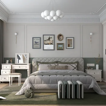 تصميم جديد لغرفة النوم الحديثة وغرفة المعيشة وخزانة ذات 4 أدراج وخزانة الملابس