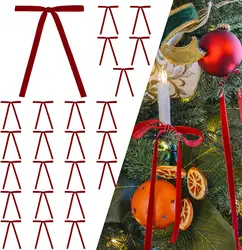 24 Pieces Christmas Bows Christmas Tree Ornaments For Wreaths Velvet Ribbon Bows For Indoor Outdoor Party Decorations