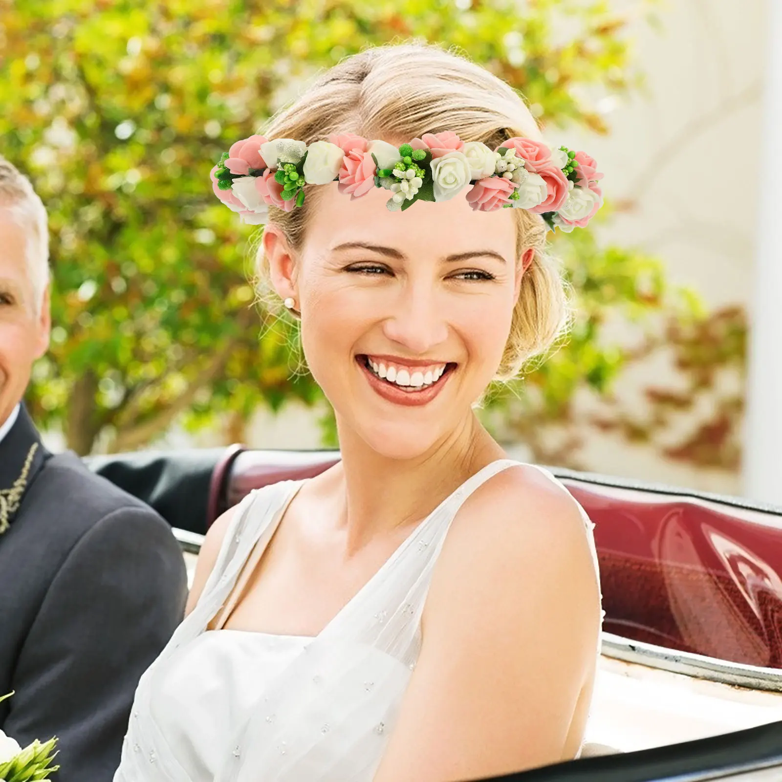 

Bridal Headdress Wreath Headband Flower Hair Decoration Flowers Bride Party for Women Lace Floral Headpiece Miss