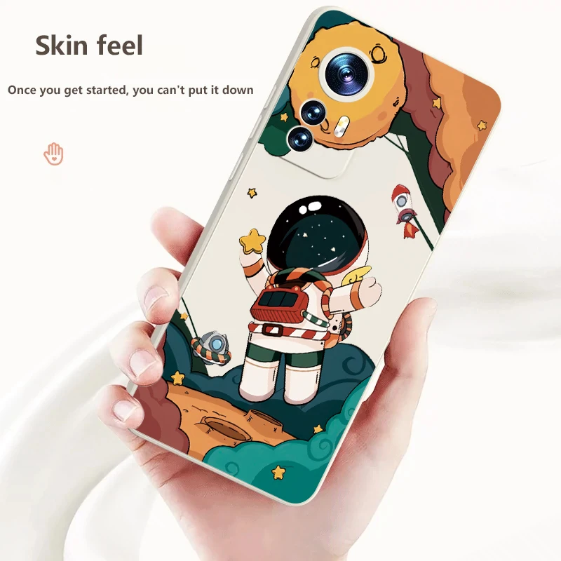 Cute Cartoon Space Astronaut Phone Case For Xiaomi 13 Cases Xiaomi Mi 12 Lite 12T 12X Poco F5 X5 X3 Pro Soft Tpu Silicone Cover