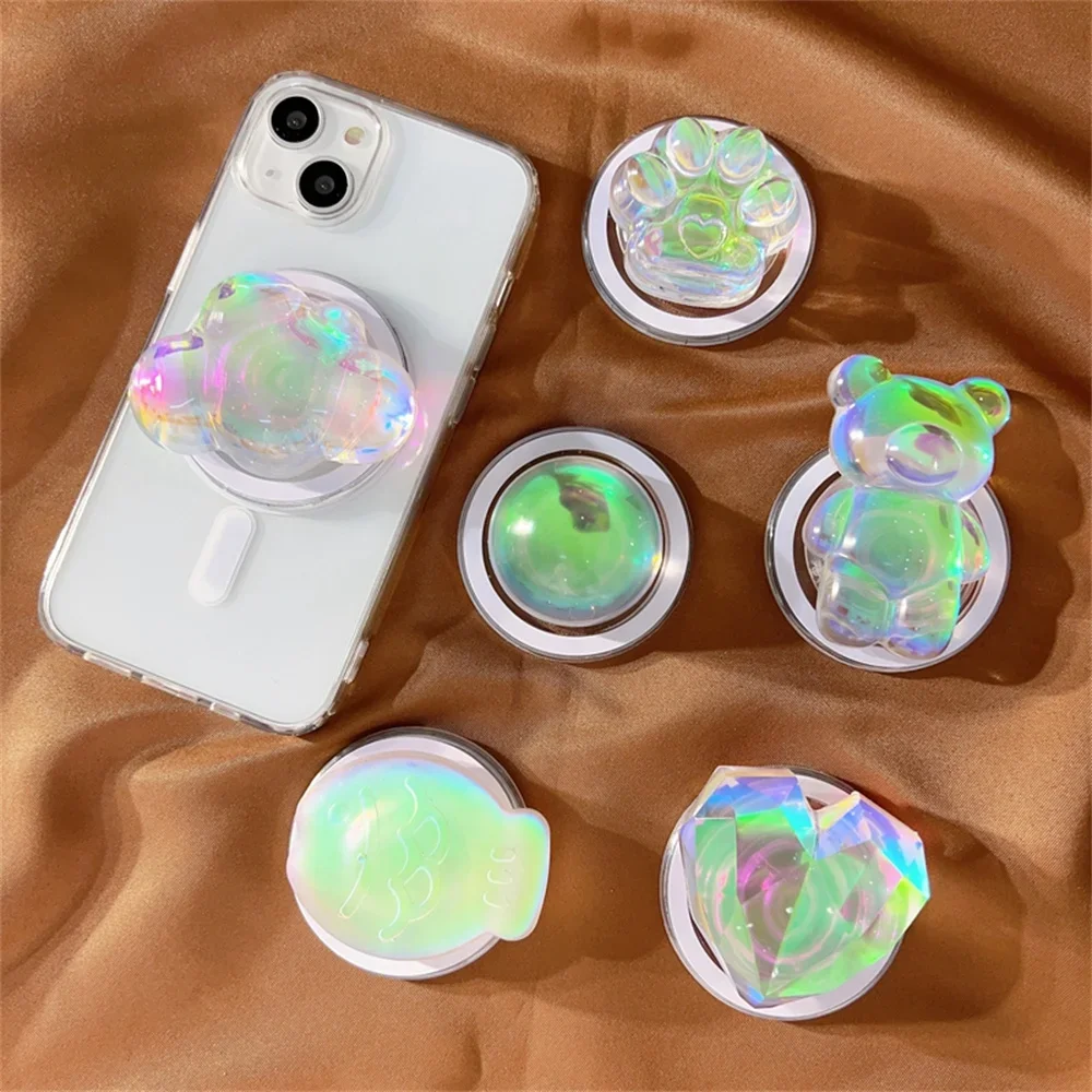

Laser Clouds Bear Magnetic Phone Griptok Grip Tok for IPhone Samsung Huawei Xiaomi Foldable Mobile Phone Finger Bracket Stand