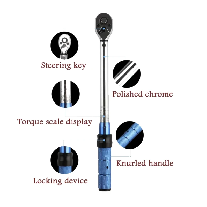 3/8 Torque Wrench 10-60Nm Bike Professional Torque Spanner Automotive Key Mechanical Workshop Tools Square Adapter Drive Key Set