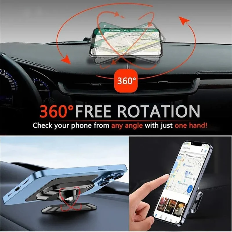 Magnetic Car Phone Holder Rotatable Mini Strip Shape Stand For Huawei Metal Strong Magnet Gps Car Mount For Iphone 15 Xiaomi14ei