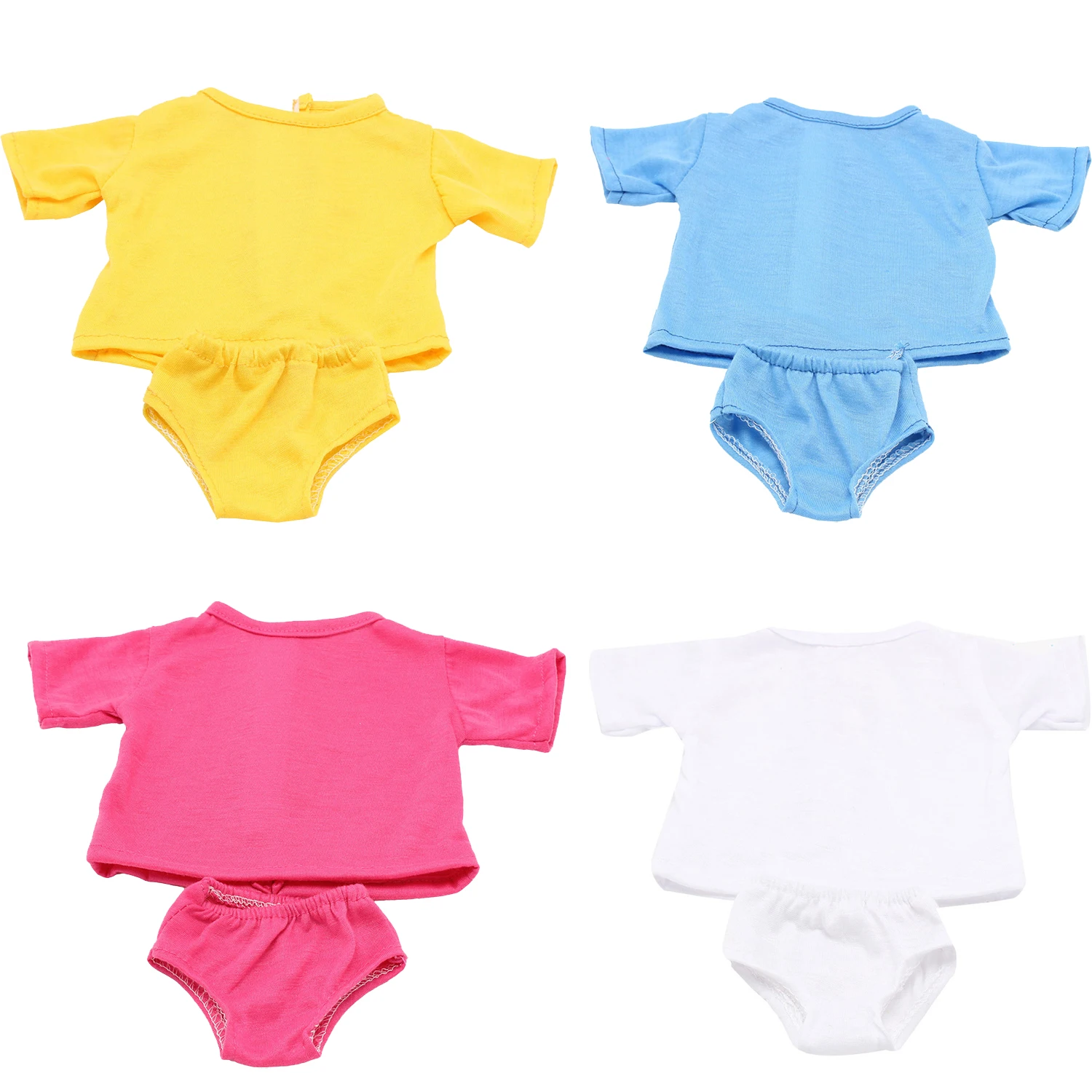 2pcs T-shirt+underpants Clothes Set For 18 Inch american&43cm Baby Newborn Gilr Doll 3 Color Shirt For OG,Russia Dolls Toy