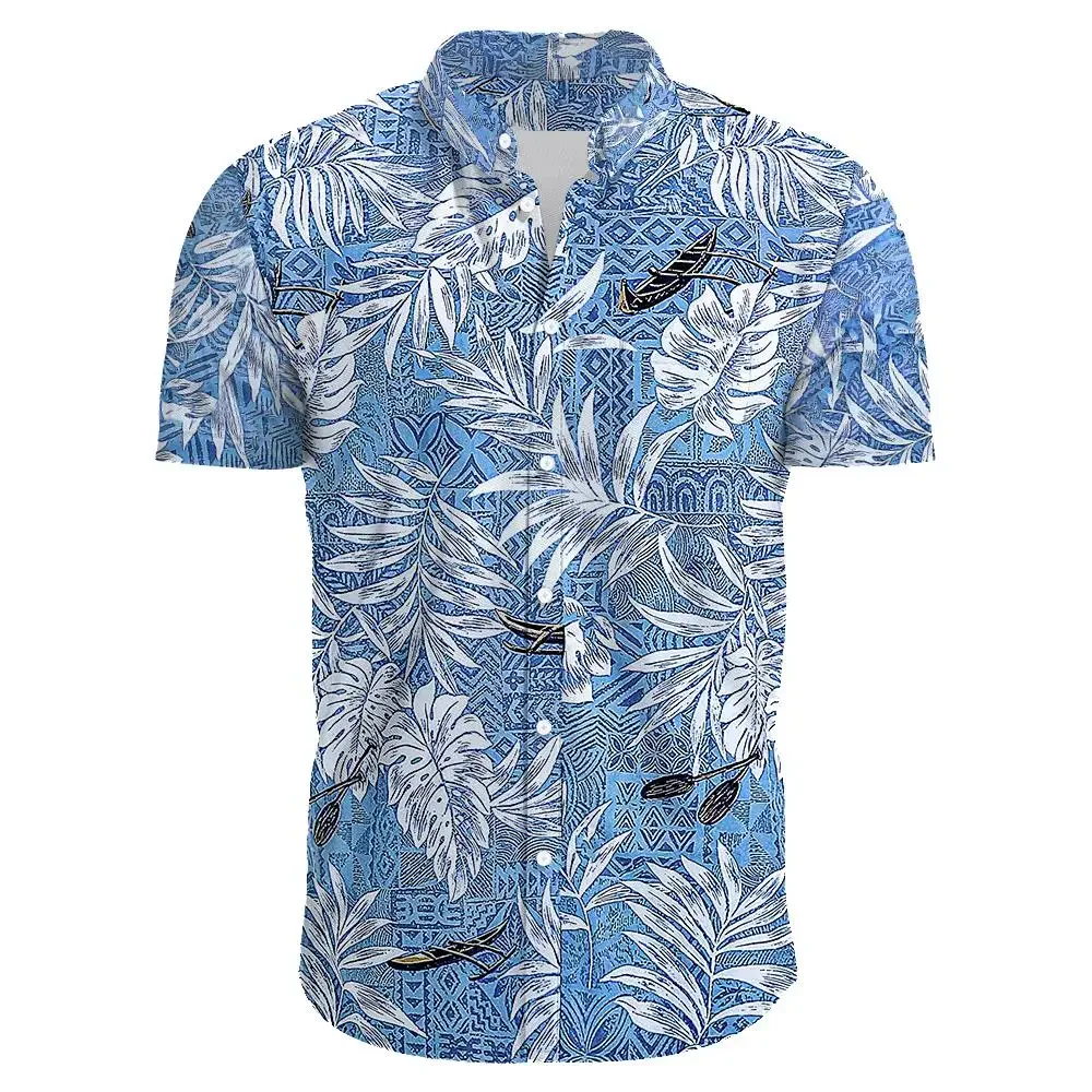 

Festive Carnival Short Sleeve Hawaiian Shirt Men Summer Mens Hawaiian Shirts Casual Tropical Plants Print Beach Aloha Shirt Men