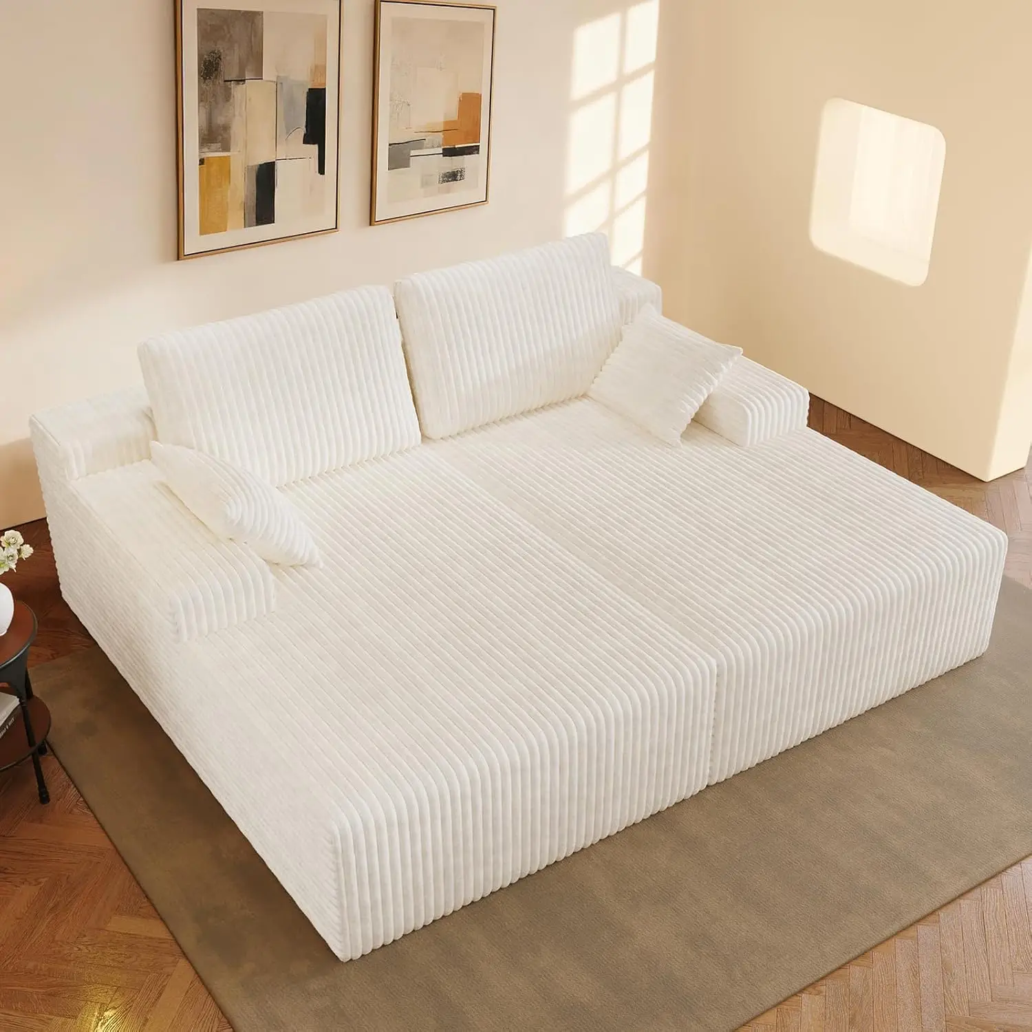 Oversized Sofa Bed, Plush Chaise Lounge, Boneless Cloud Sofa with Deep Seat & Pillows, Sleeper, Customized
