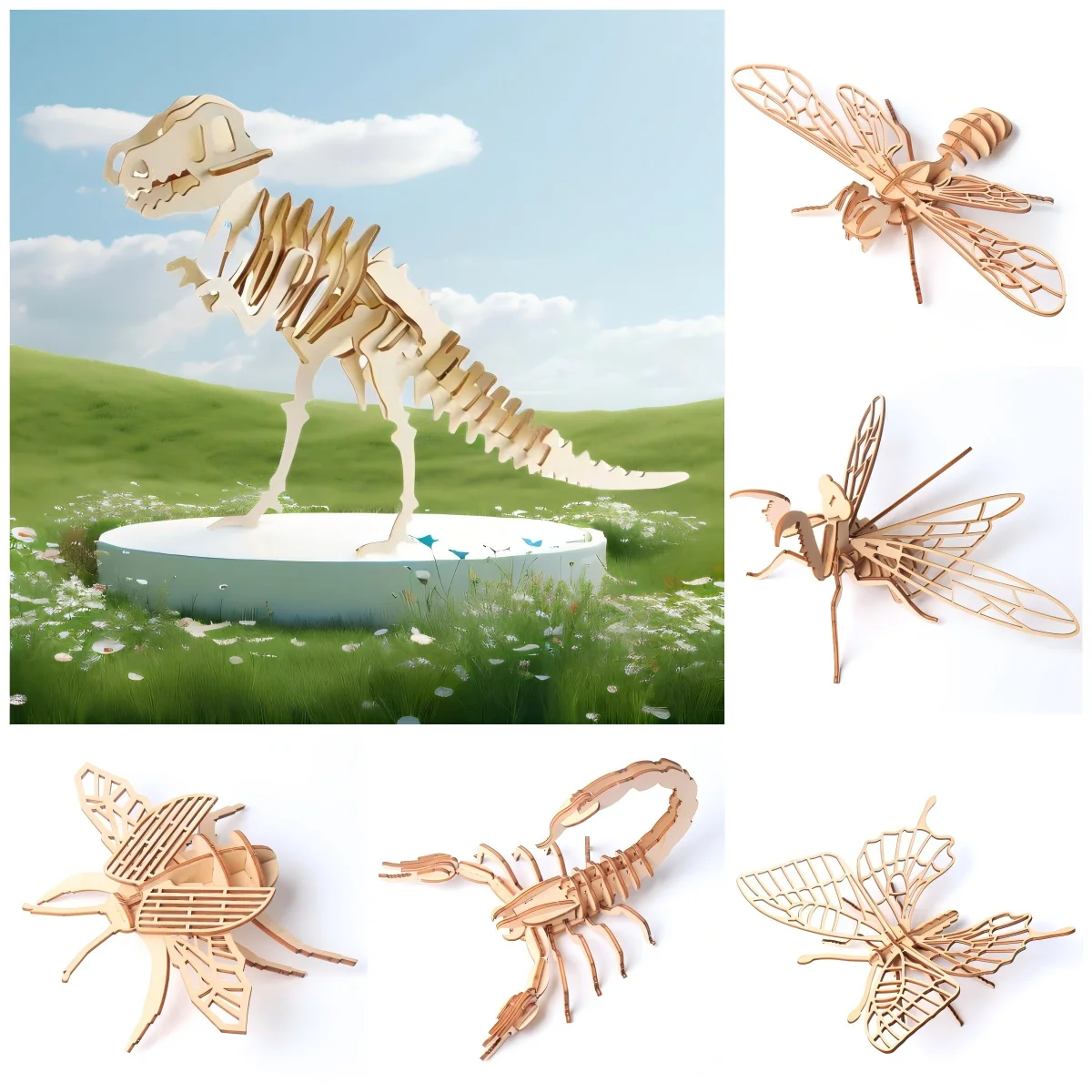 3D handmade building blocks, three-dimensional wooden puzzle models, figurines, family themed decompression gifts