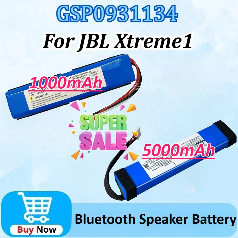 بطاريات سمّاعات بلوتوث GSP0931134 7.4 فولت 5000/10000 مللي أمبير في الساعة مطورة حديثًا لبطارية بديلة JBL Xtreme Xtreme1
