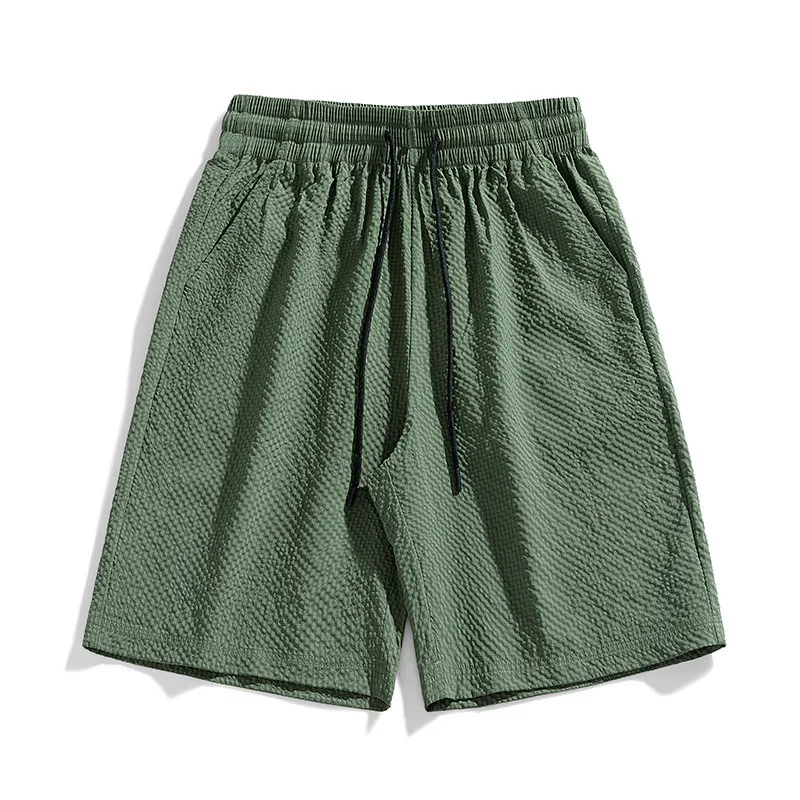 

New Solid Color Shorts With Elastic Waistband And Drawstring, Large Size, Quick Drying And Breathable