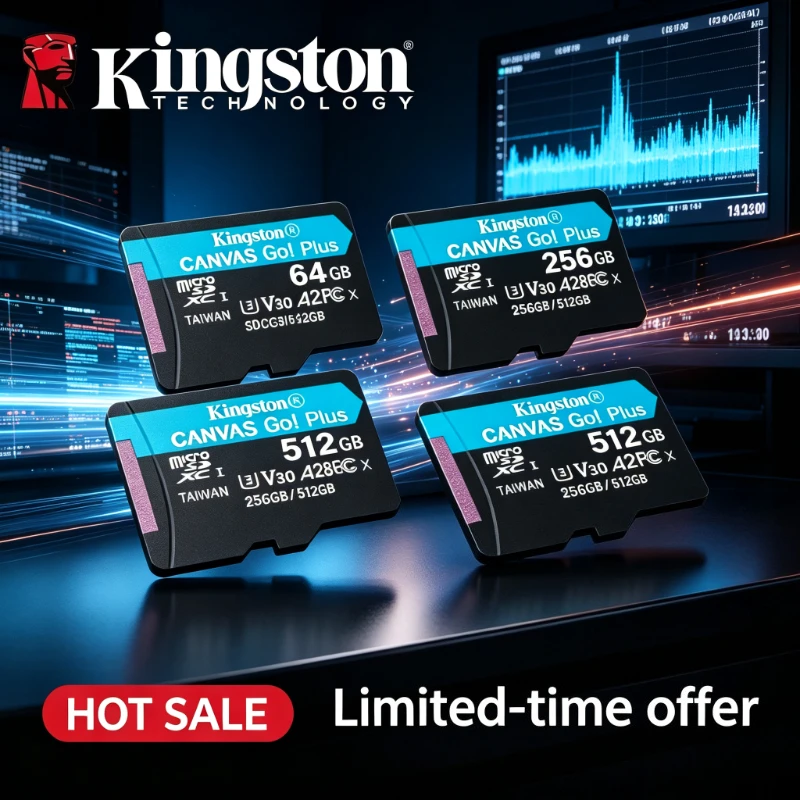 Kingston for Phone TF Card 64GB 128GB 256GB 512GB Canvas Go Plus Micro SD Card Memory Card Flash Card V30 U3 Up to 170MB/s read
