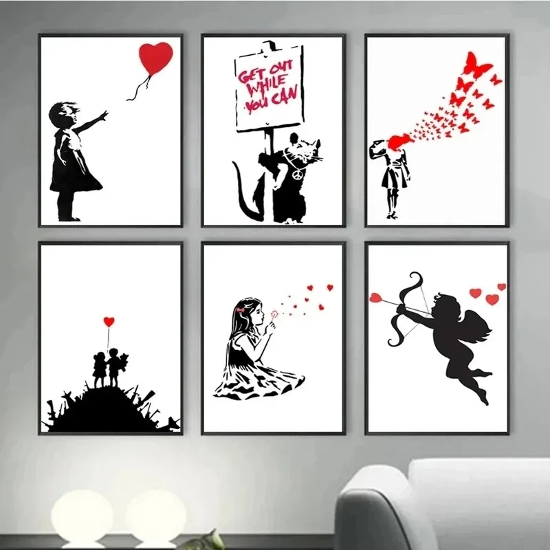 Abstract Street Graffiti Banksy Style Figure Motivational Art Posters Canvas Painting Wall Prints Picture Living Room Home Decor