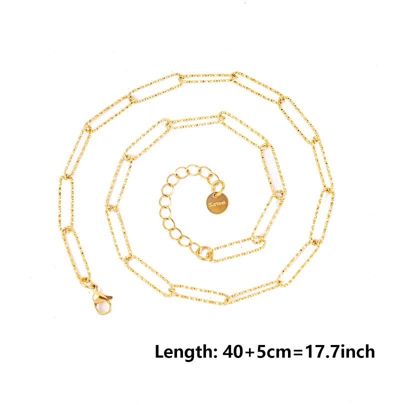 1/5/10pcs New Long Oval Hollow Out Geometry Chain Necklaces For Women Men Accessories 40+5cm Stainless Steel Necklace Jewelry