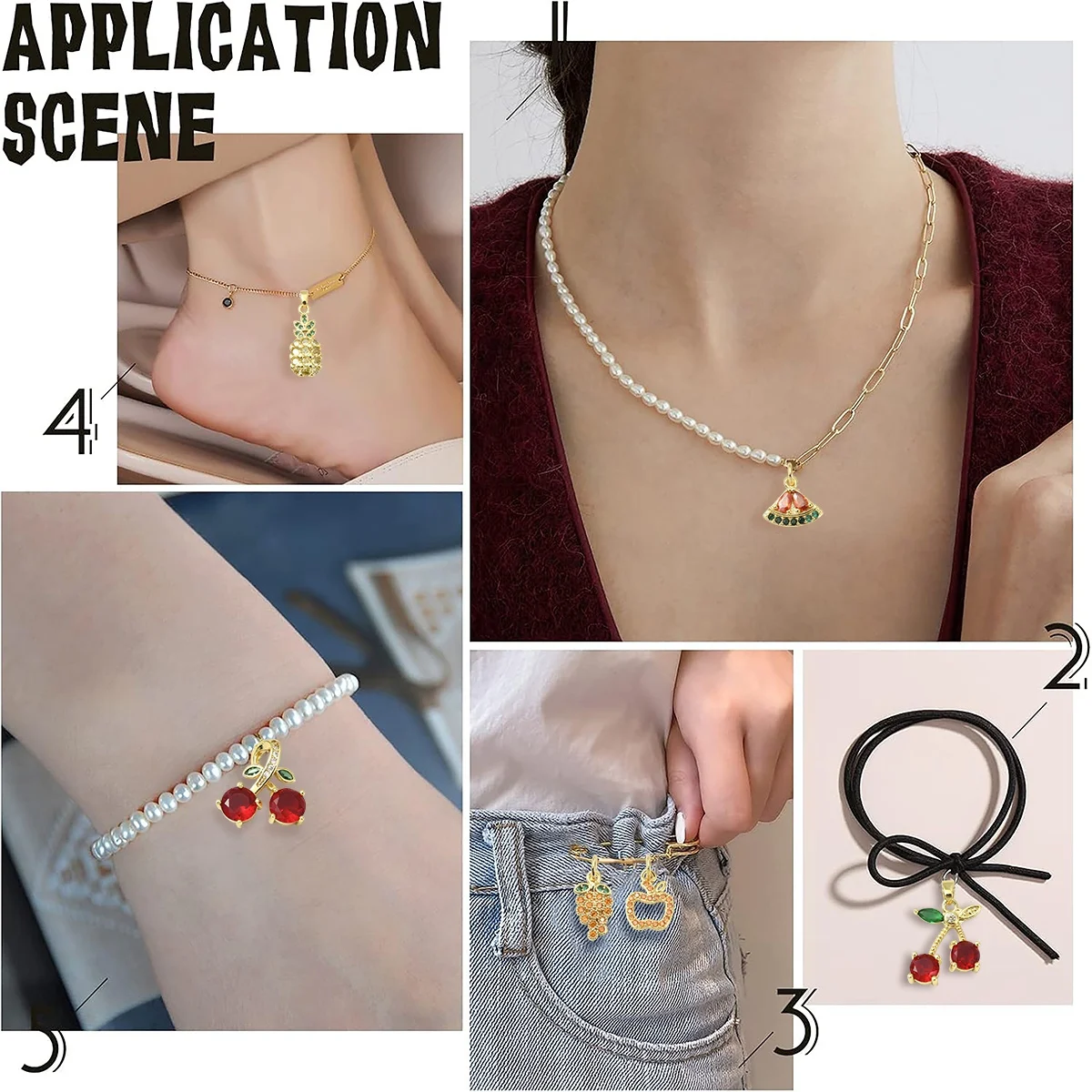 2 Pcs Brass Micro Pave Cubic Zirconia Pendants Real 18K Gold Plated Fruit Charms for Earring Bracelet DIY Jewelry Making