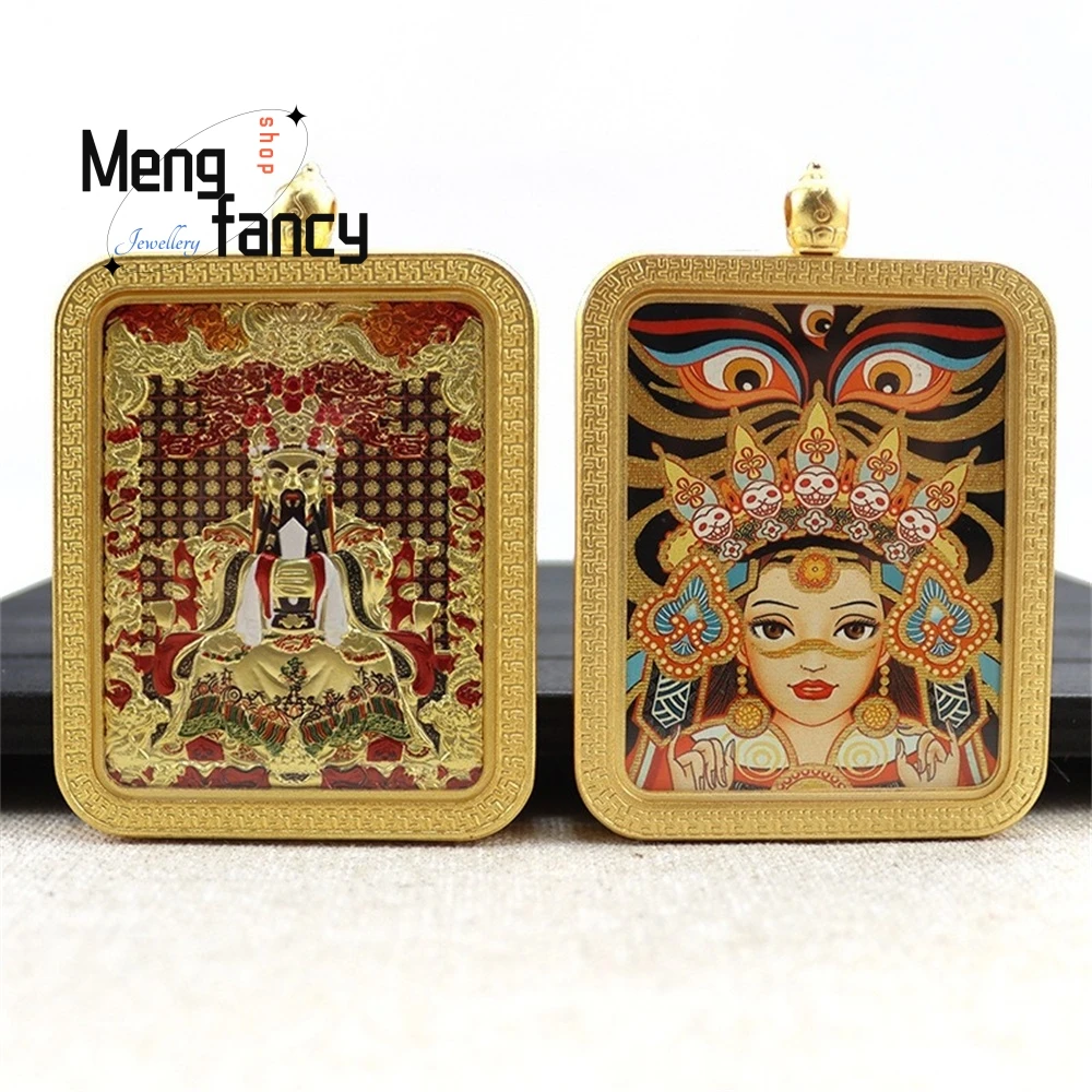 

Titanium Steel Thangka Three-dimensional Hand-painted Nine-tailed Fox Green Tara National Style Pendant Popular Fashion Jewelry
