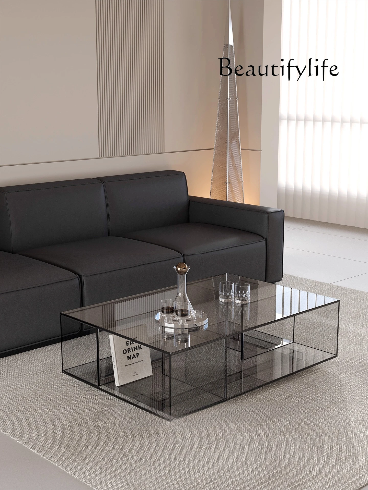 

Coffee table living room light luxury high-end home tea table acrylic glass Italian minimalist sofa tea table